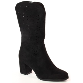 M. DASZYŃSKI Women's black spring cowboy boots M.Daszyński SA156-11