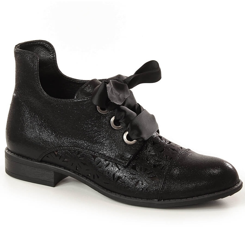 Women's openwork flat black boots Jezzi ASA142-6A