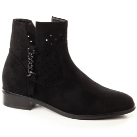 Women's openwork black suede boots Vinceza 10885
