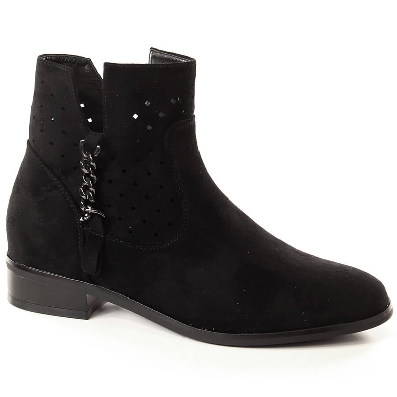 Women's openwork black suede boots Vinceza 10885