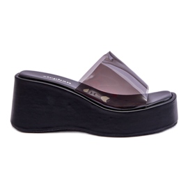 FS1 Women's Transparent Wedge Slippers Black Eliane