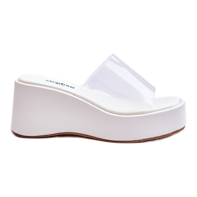 FS1 Women's Transparent Wedge Slippers White Eliane