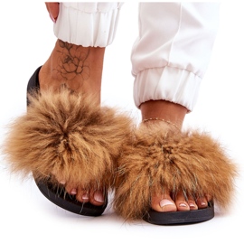 Women's Rubber Slippers With Fur Brown Lucrece