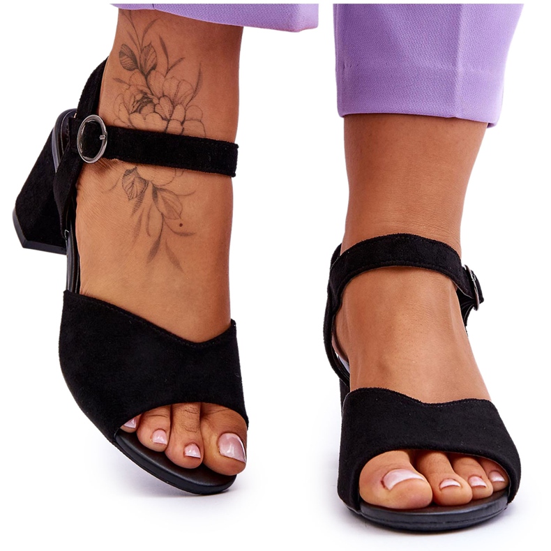 Vinceza Comfortable Suede Sandals On A Black Bellamy Heel