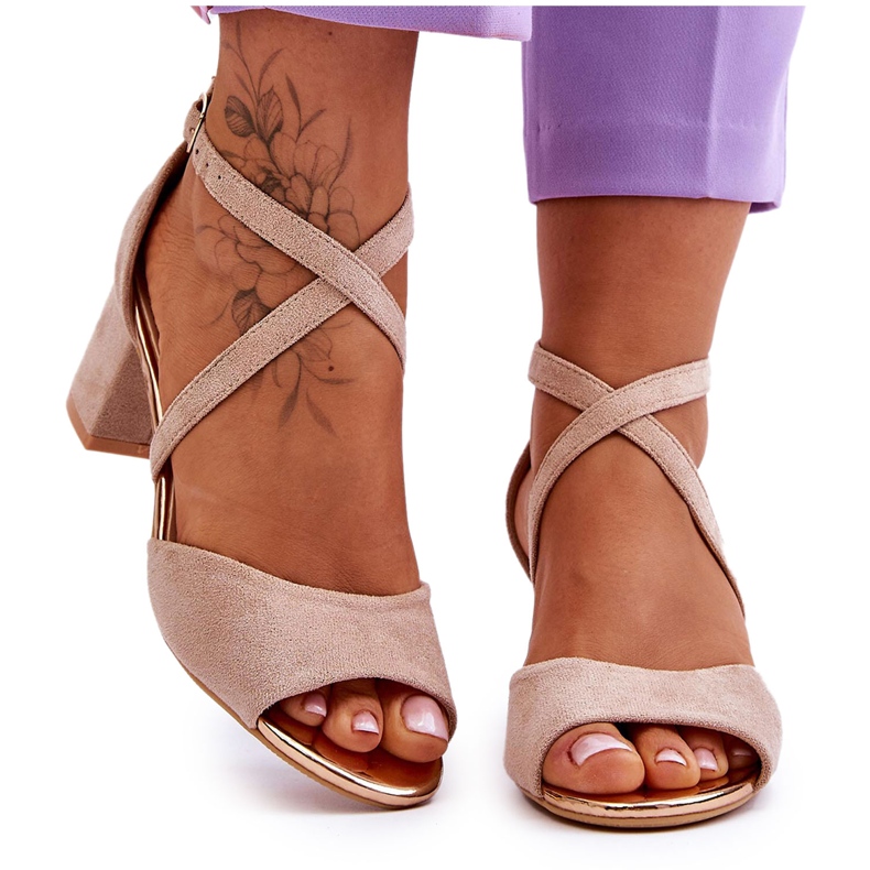 Vinceza Women's Low Heel Sandals Beige Quinn brown