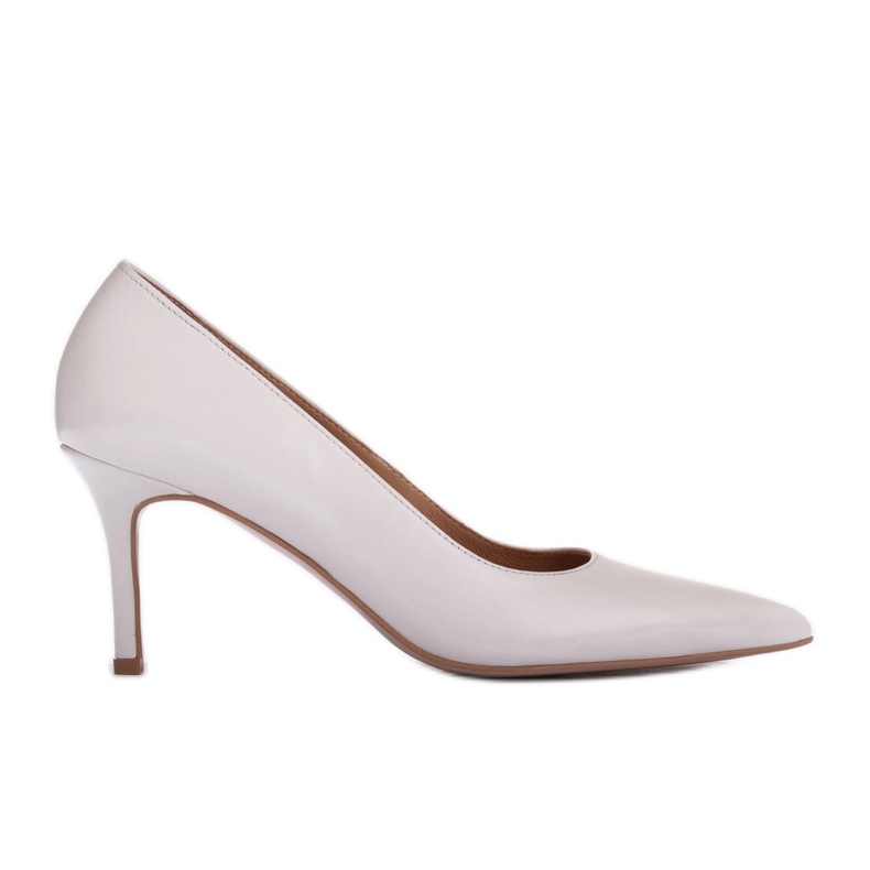 Marco Shoes Elegant stilettos made of soft leather white