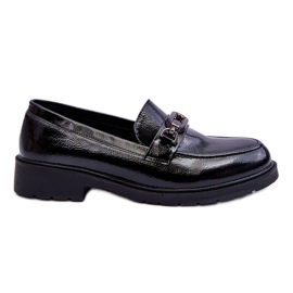 S.Barski Lacquered Moccasins Loafers With Black Maura Decoration