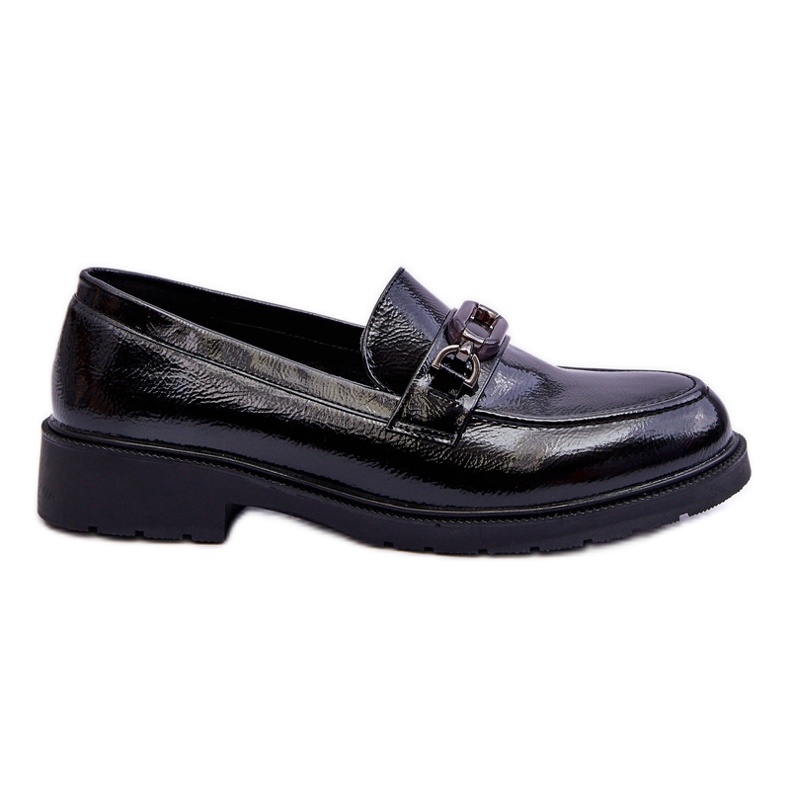 S.Barski Lacquered Moccasins Loafers With Black Maura Decoration