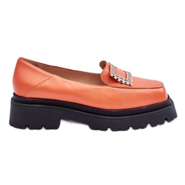 FILIPCZYK Comfortable Orange Agathe Leather Loafers