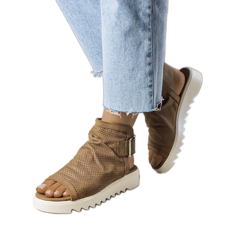 PA1 Brown openwork sandals from Beulah beige