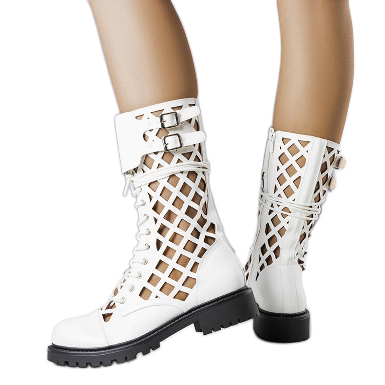 PA1 White openwork boots from Minks