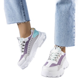 Ladies' gray chunky sneakers white