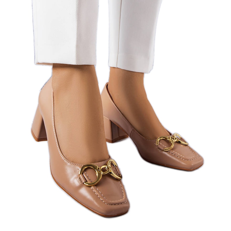 BM Beige square toe pumps from Neufville