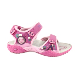 American Club Girls' sandals with a leather insert American 1232 pink purple