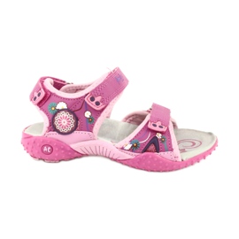 American Club Girls' sandals with a leather insert American 1232 pink violet