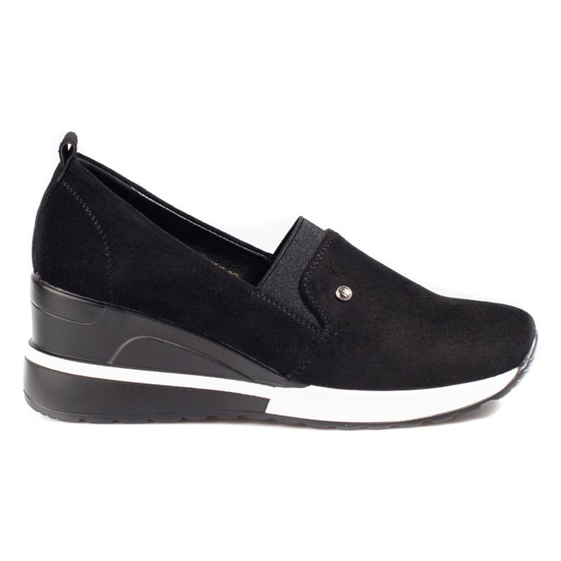 SHELOVET Women's wedge shoes black Potocki suede