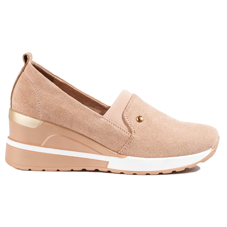 SHELOVET Women's wedge shoes beige Potocki suede