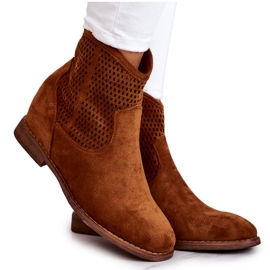 S.Barski Suede Women's Boots Hidden Wedge Camel Solene brown