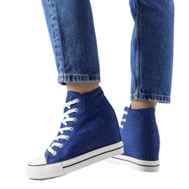 Denim wedge sneakers blue
