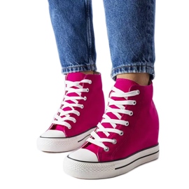 Hot pink wedge sneakers outlet