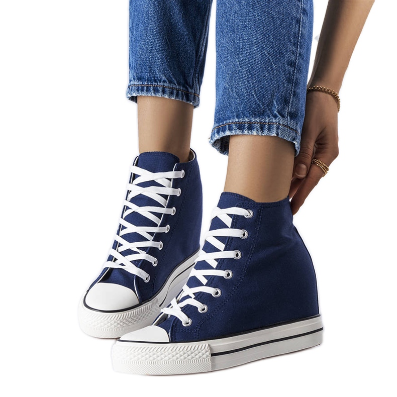 Navy blue wedge sneakers Navy blue wedge sneakers