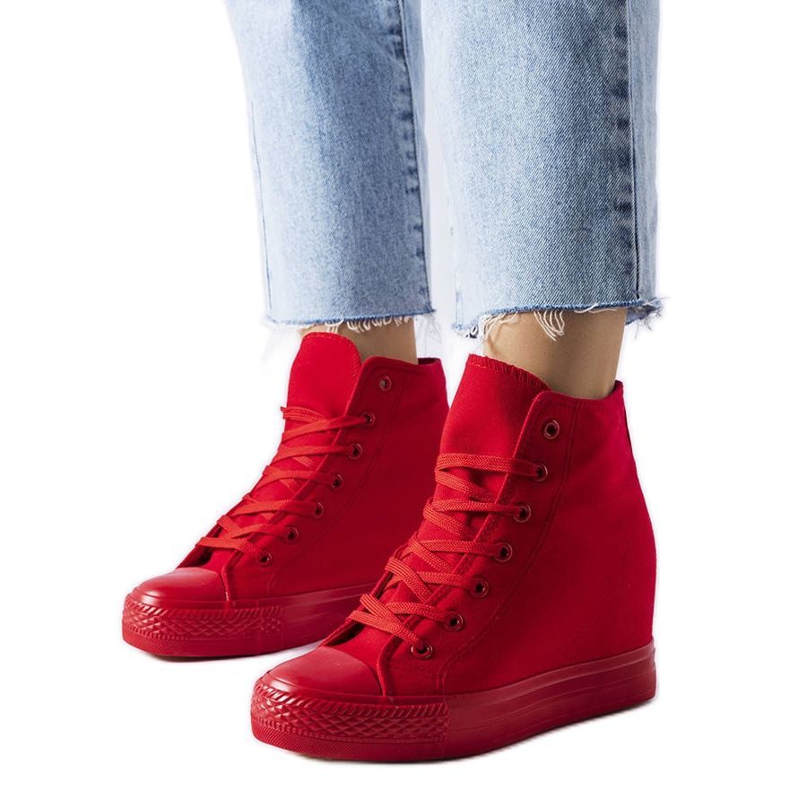 Red wedge sneakers sales