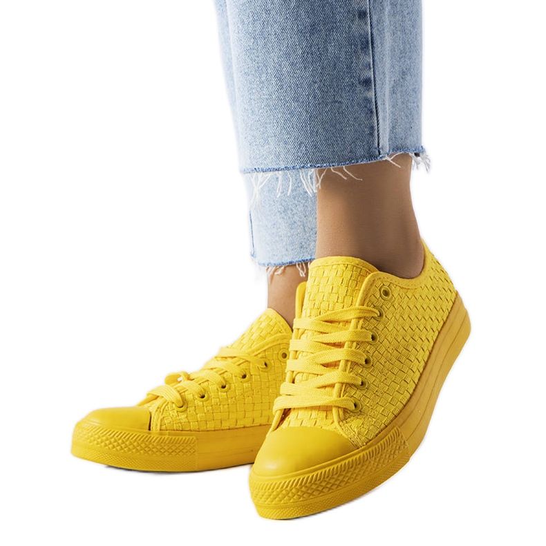 Yellow sneakers in woven fabric from Thibodeau Yellow sneakers in woven fabric from Thibodeau