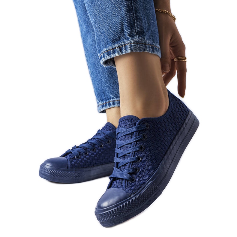 BM Navy blue woven sneakers from Thibodeau BM Navy blue woven sneakers from Thibodeau