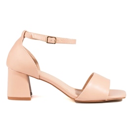 Classic beige low heel sandals from Shelovet
