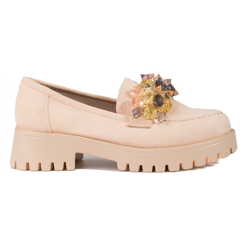 Women's suede platform moccasins Shelovet beige Women's suede platform moccasins Shelovet beige