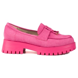 Shelovet pink suede platform loafers