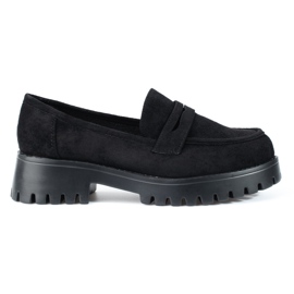 Women's platform loafers Shelovet suede black Women's platform loafers Shelovet suede black