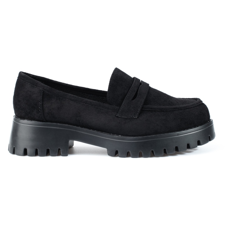 Women's platform loafers Shelovet suede black