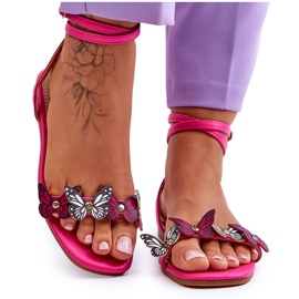 Women's Sandals With Decorative Butterflies Fuchsia Jeane pink