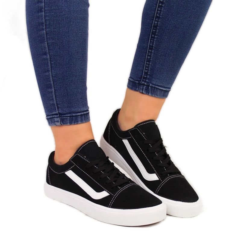 Black and white textile low sneakers Atletico WY18081