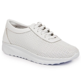 Women's openwork white leather shoes T.Sokolski W22-382