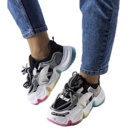 Black sneakers in mixed materials from Grondin