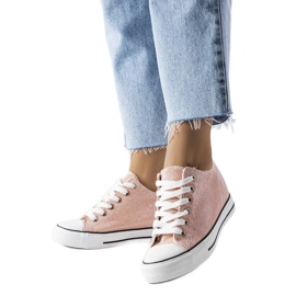 Crete pink glitter wedge sneakers