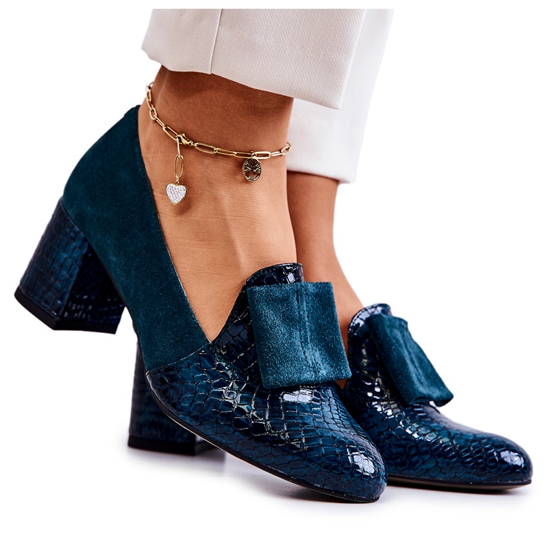 PA2 Diana Green Suede Snakeskin Pumps
