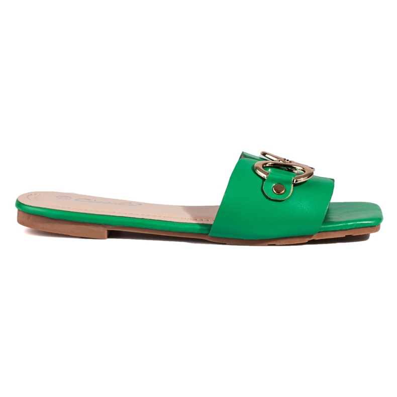 Elegant green slides with Shelovet buckle