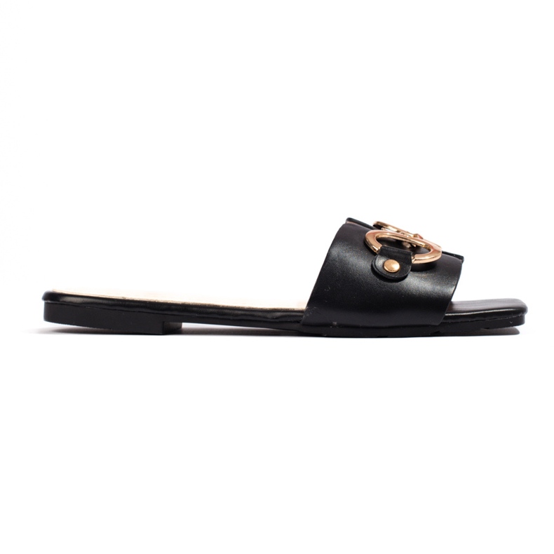 Elegant black sandals with Shelovet buckle