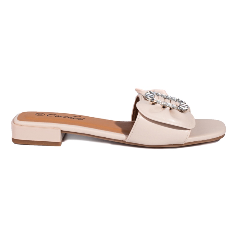 Women's beige sandals with a bow from Shelovet