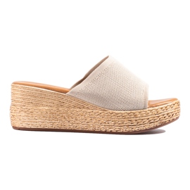 Openwork women's wedge sandals in beige Shelovet