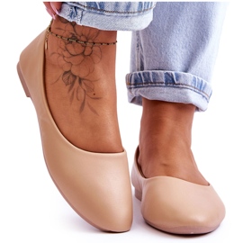 Stacee Leather Classic Ballerinas Beige