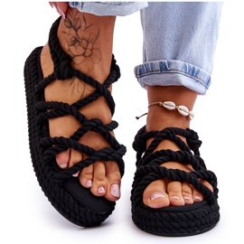 FG2 Women's Fashionable Braided Sandals Black Tiffanie