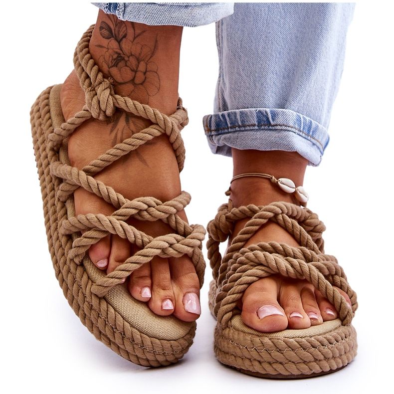 FG2 Women's Fashionable Braided Sandals Beige Tiffanie brown FG2 Women's Fashionable Braided Sandals Beige Tiffanie brown