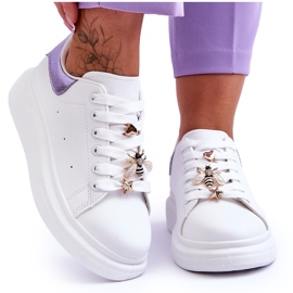 FG2 Women's Sports Shoes On A Chunky Platform White And Purple Chante