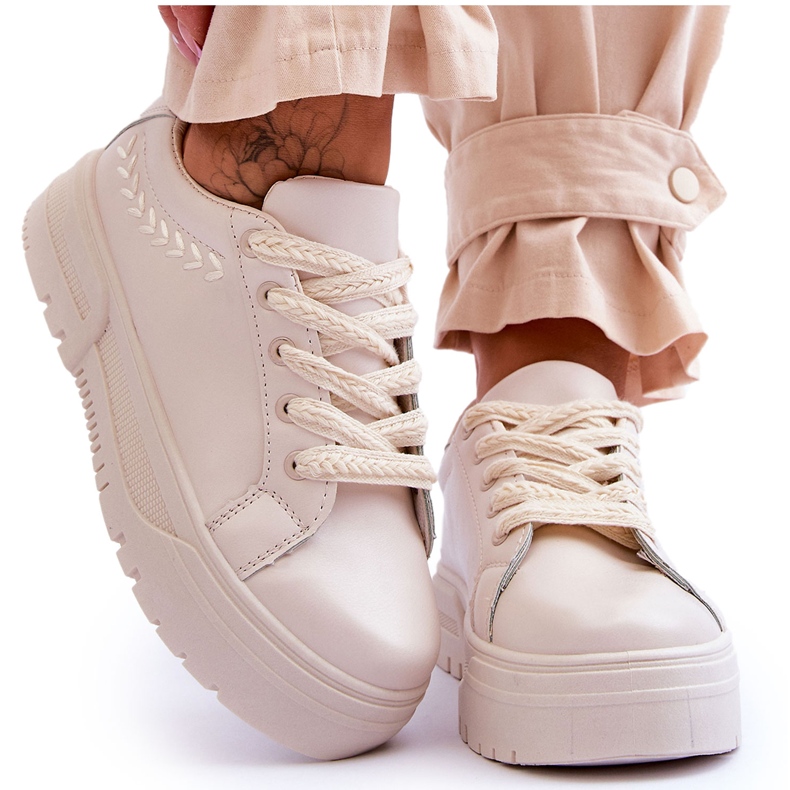 FG2 Comfortable Women's Platform Sports Shoes Beige Devan