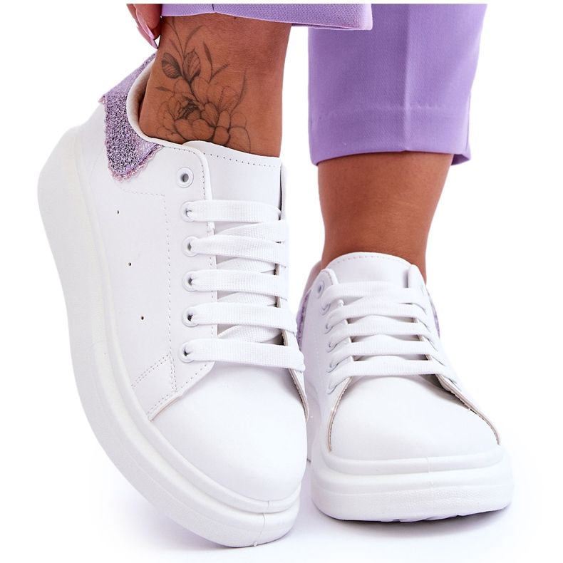 Women's Sport Shoes With Decorative Pattern White-Purple Delight
