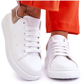 Women's Sport Shoes With Decorative Pattern White-Gold Delight
